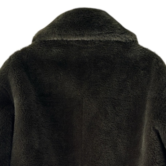 ZARA | NWOT FAUX FUR JACKET ZW COLLECTION DARK GREEN KHAKI TEDDY COAT | EXTRA SM - Picture 11 of 12